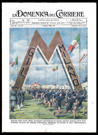 1938 * La Domenica Del Corriere (N°32) "Ragazzi della Nuova Italia" Original Magazine