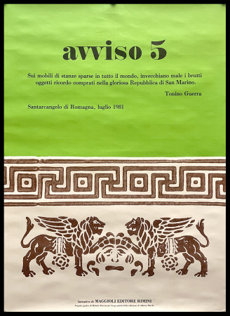 1981 * Poster Art Original "TONINO GUERRA - Avviso 5" Italy (B)