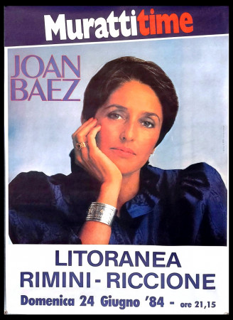 1984 * Poster Original "Joan Baez, Muratti Time - Rimini Riccione" Italy (A-)