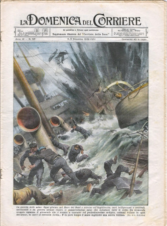 1939 * La Domenica Del Corriere (N°50) "La Guerra delle Mine - Tifo all'Ombra dei Cannoni" Original Magazine