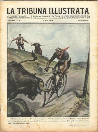 1931 * La Tribuna Illustrata (N°42) – "Ciclista Assalito Bufali - Sagra Uva Marino" Original Magazine