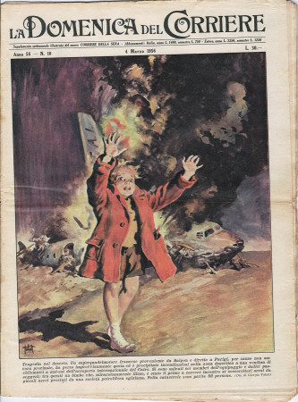 1956 * La Domenica Del Corriere (N°10) "Tragedia nel Deserto - Incidente Lago di Varese" Original Magazine