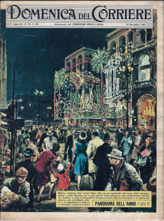 1961 * La Domenica Del Corriere (N°52) "Milano Natalizia - Albero di Natale Duomo" Original Magazine