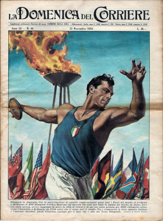 1956 * La Domenica Del Corriere (N°48) "XVI Olimpiadi Australia Adolfo Consolini" Original Magazine