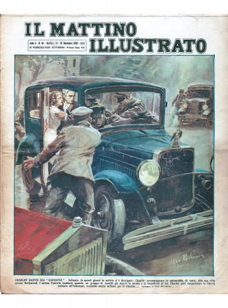 1933 * Il Mattino Illustrato (N°46) "Charlot Rapito Gangster - Guglielmo Marconi California" Original Magazine