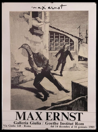 1985 * Poster Art Original "MAX ERNST Galleria Giulia - Goethe Institut" Roma, Italy (B+)