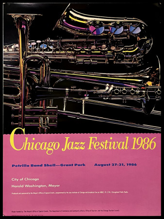 1986 * Poster Original "Chicago Jazz Festival - Petrillo Band Shell" USA  (B+)