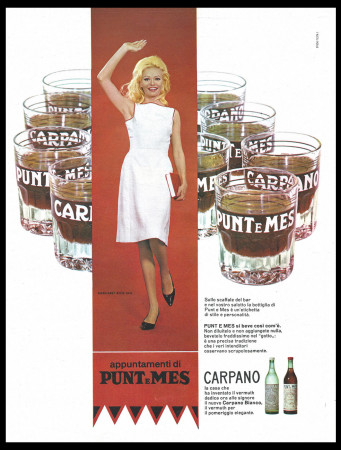 60's * Advertising Original "Punt e Mes - STUDIO TESTA, Margaret Rose Keil " Italy