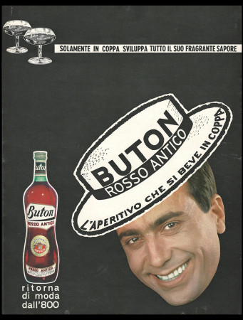 60's * Advertising Original "Rosso Antico, Buton L'Aperitivo Che Si Beve in Coppa " Italy