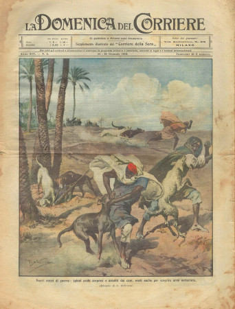1912 * La Domenica Del Corriere (N°2) "Spioni Arabi - Famiglie dei Soldati" Original Magazine
