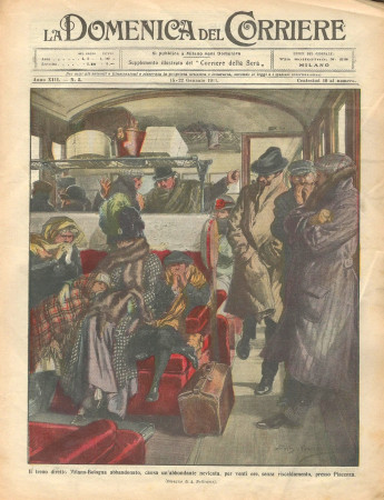 1911 * La Domenica Del Corriere (N°3) "Treno Milano-Bologna - Mercato d'Animali" Original Magazine