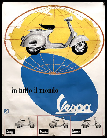 1996 * Poster Original "Erberto Carboni - Vespa, in tutto il Mondo" Italy (B-)