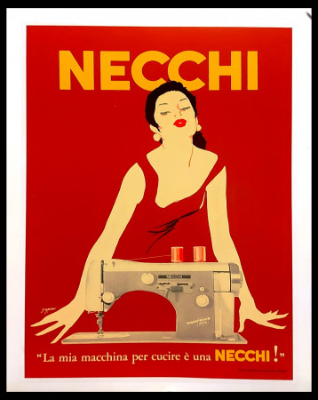 1950ca (1980) * Poster Original "Grignani - NECCHI (Red Yellow) - Seconda Edizione" Italy (A-) On Canvas