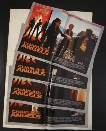 2000 * Set 4 Movie Lobby Cards "Charlie's Angels - Drew Barrymore, Cameron Diaz, Lucy Liu" Adventure (B+)
