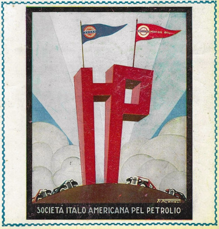 1928 * Advertising Original "Società Italo Americana Del Petrolio - ROMOLI" Coloured in Passepartout