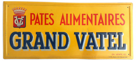 1970ca * Metal Sign "GRAND VATEL - Pates Alimentaires" En Vente Ici (B)