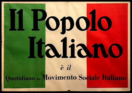 1954 * Poster Original IL POPOLO ITALIANO - Quotidiano del Movimento Sociale Italiano" Italy (B-)