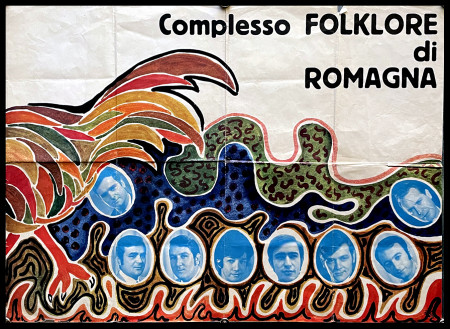 1960ca * Poster Original Music "Complesso Folklore di Romagna - Gallina Uova" Italy (B-)