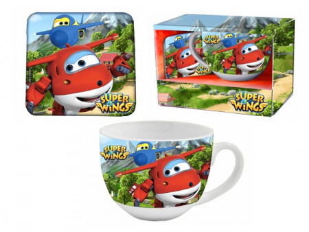 Cup Mug + Plate * Cartoons "Super Wings - Jett, Jerome" Official Merchandise (U94623)