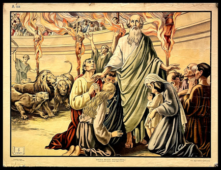 1980ca * Poster Original "Manifestino Religioso con Approvazione Ecclesiastica - Conti – Martiri" Italy (B-)