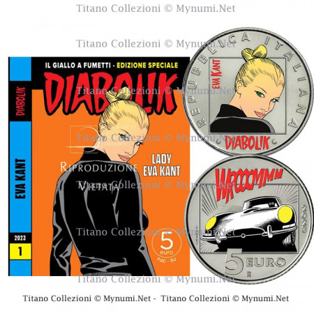 2023 * 5 Euro ITALY "Comics Series - Diabolik - EVA KANT" BU, Colored