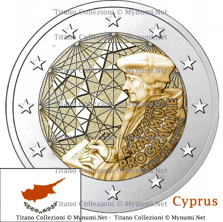 2022 * 2 Euro CYPRUS "35th Anniversary of the Erasmus Programme" UNC