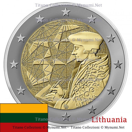 2022 * 2 Euro LITHUANIA "35th Anniversary of the Erasmus Programme" UNC