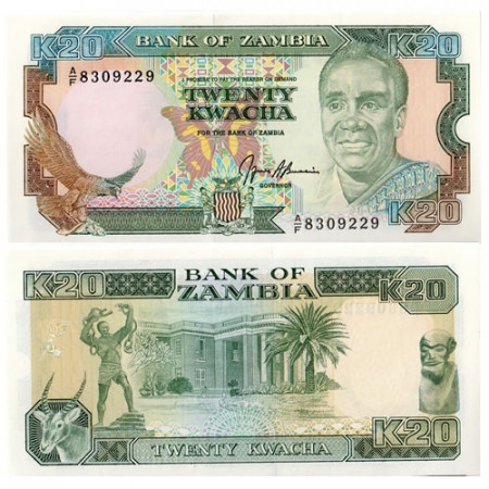 ND (1989-91) * Banknote Zambia 20 Kwacha "President K Kaunda" (p32b) UNC