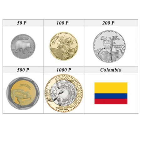 Mixed Years * set 5 coins Pesos Colombia