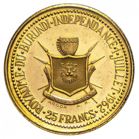 1962 * 25 gold francs EF Burundi Independence
