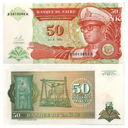 1993 * Banknote Zaire 50 Nouveaux Makuta "Mobutu Sese Seko" (p51) UNC