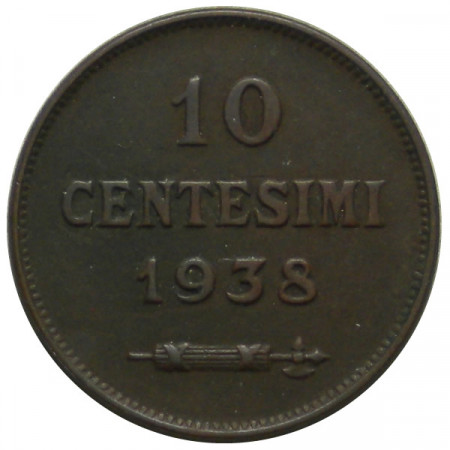 1938 * 10 Cents copper San Marino "Valore" Type 2 VF