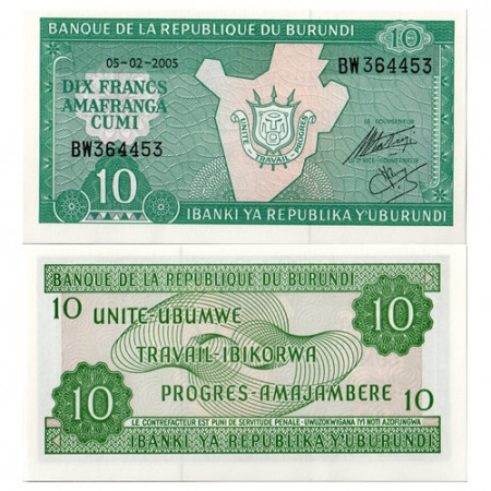 2005 * Banknote Burundi 10 Francs (p33e) UNC