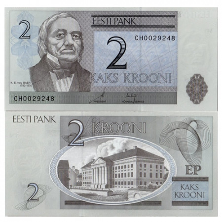1992 * Banknote Estonia 2 Krooni "KE von Baer" (p70a) UNC