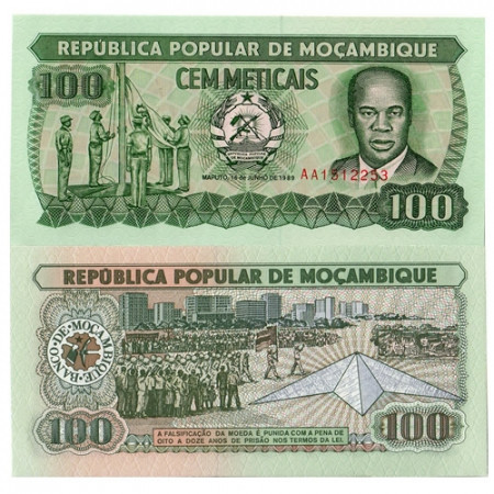 1989 * Banknote Mozambique 100 Meticais "Eduardo Mondlane" (p130c) UNC