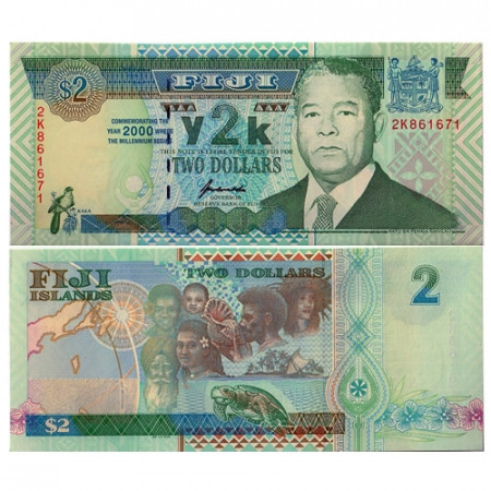 2000 * Banknote Fiji 2 Dollars "Ratu Sir Penaia Ganilau" (p102) UNC