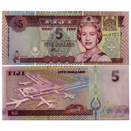 2002 * Banknote Fiji 5 Dollars "Elizabeth II" (p105) UNC