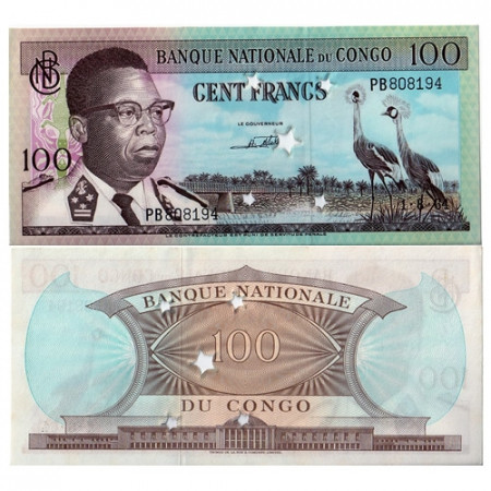 1964 * Banknote Congo Democratic Republic 100 francs UNC