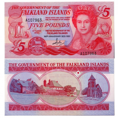 1983 * Banknote Falkland Islands 5 pounds UNC