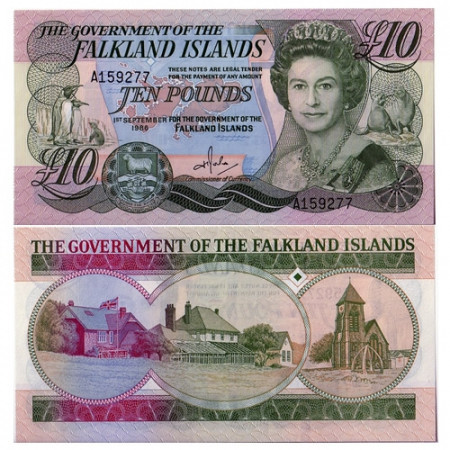 1986 * Banknote Falkland Islands 10 pounds UNC