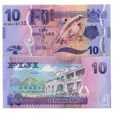 2012 * Banknote Fiji 10 Dollars "Beli Fish" (p116a) UNC