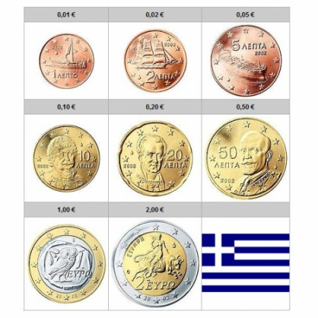 2002 * Series 8 coins euro GREECE