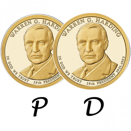 2014 * 2 x 1 Dollar United States "Warren G. Harding - 29th" P+D