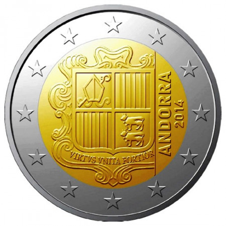 2014 * 2 Euro ANDORRA Coat of Arms of Andorra