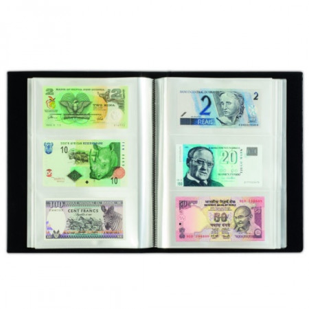 BLACK Album for 300 Banknotes with 100 Integrated Clear Sheets * LIGHTHOUSE