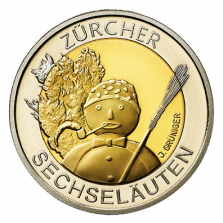 2001 * 5 Francs Bimetallic Switzerland "Zürcher Sechseläuten"  (KM 92)  BU