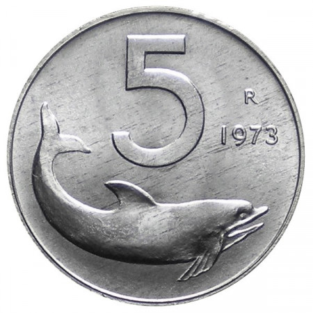 1973 * 5 Lire Italy Republic "Dolphin" UNC