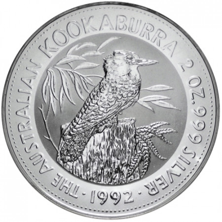 1992 * 2 silver dollar 2 OZ Kookaburra Australia