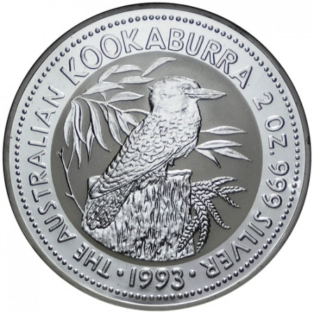 1993 * 2 silver dollar 2 OZ Kookaburra Australia