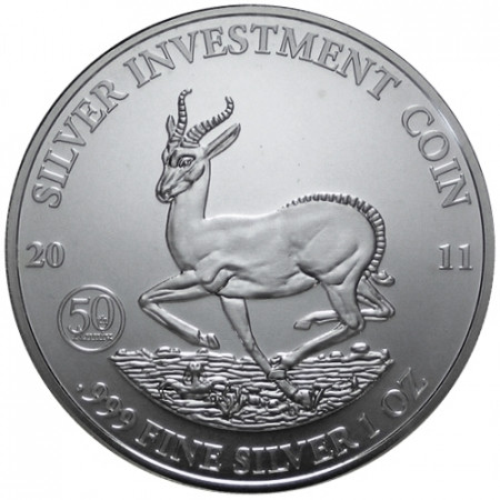 2011 * 50 silver kwacha 1 OZ Malawi Springbok